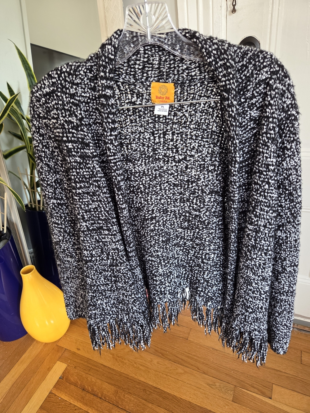 Ruby Rd. Petite Open Front Fringe Knit Cardigan - Picture 4 of 8